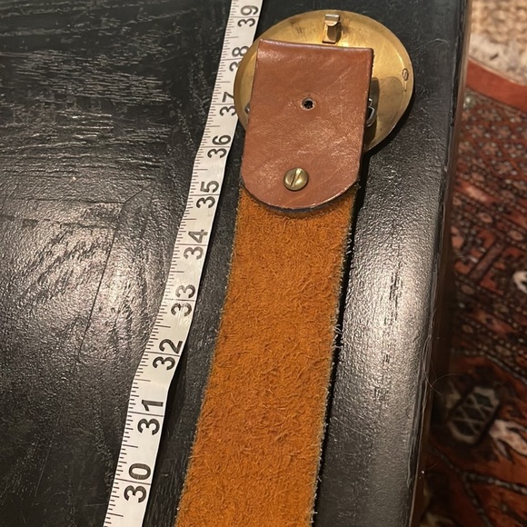 LEATHER belt 2 inches wide with brass buckle. EUC main image 6